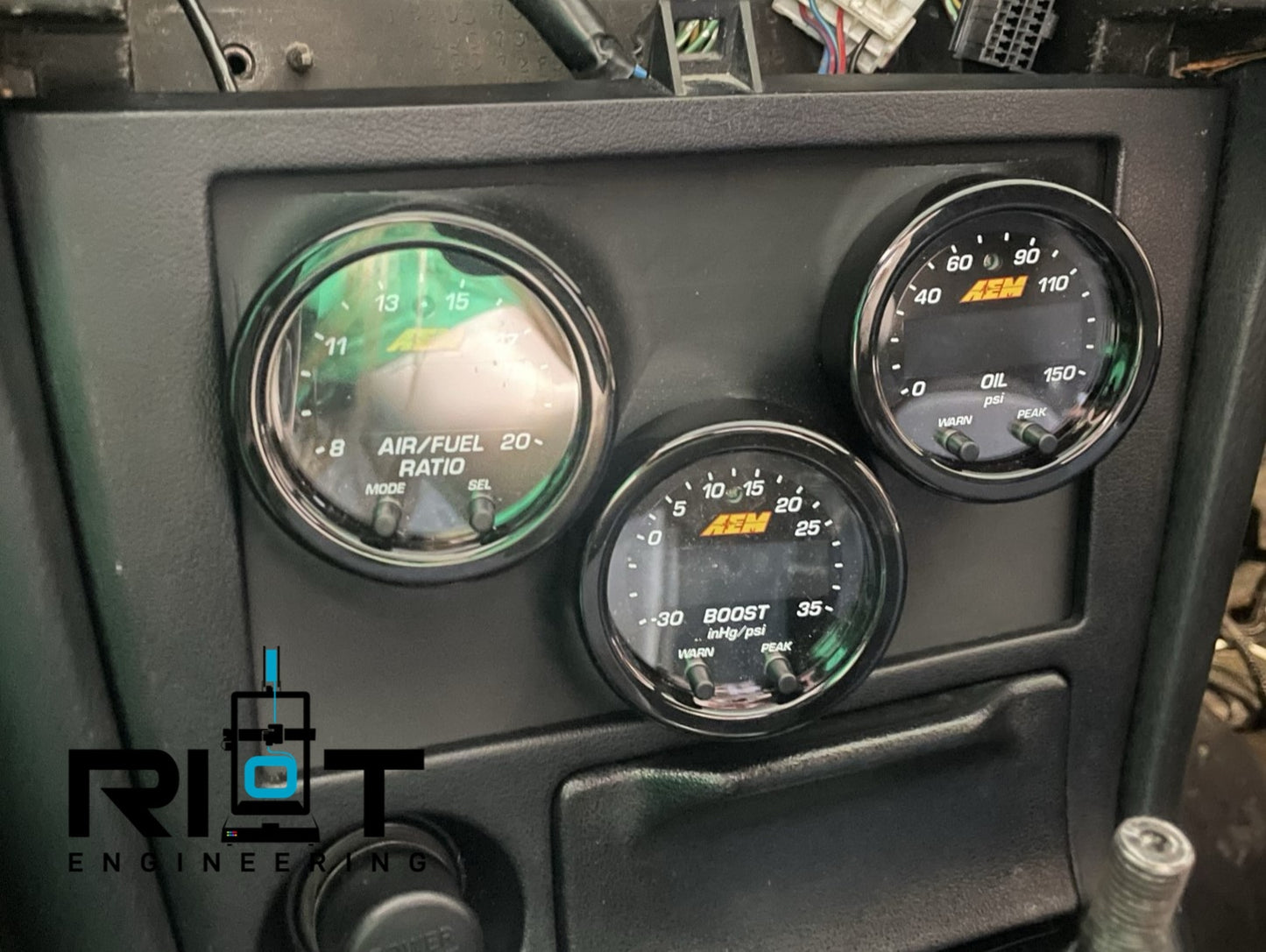 S14 52mm Angled Gauge Panel - Radio Delete - OEM Mounted 3 Gauges