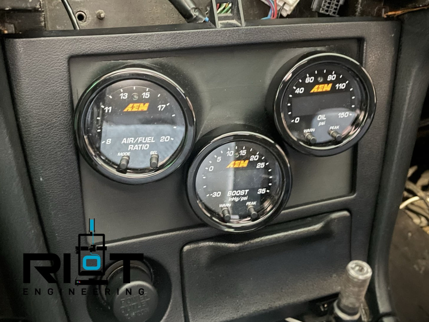 S14 52mm Angled Gauge Panel - Radio Delete - OEM Mounted 3 Gauges