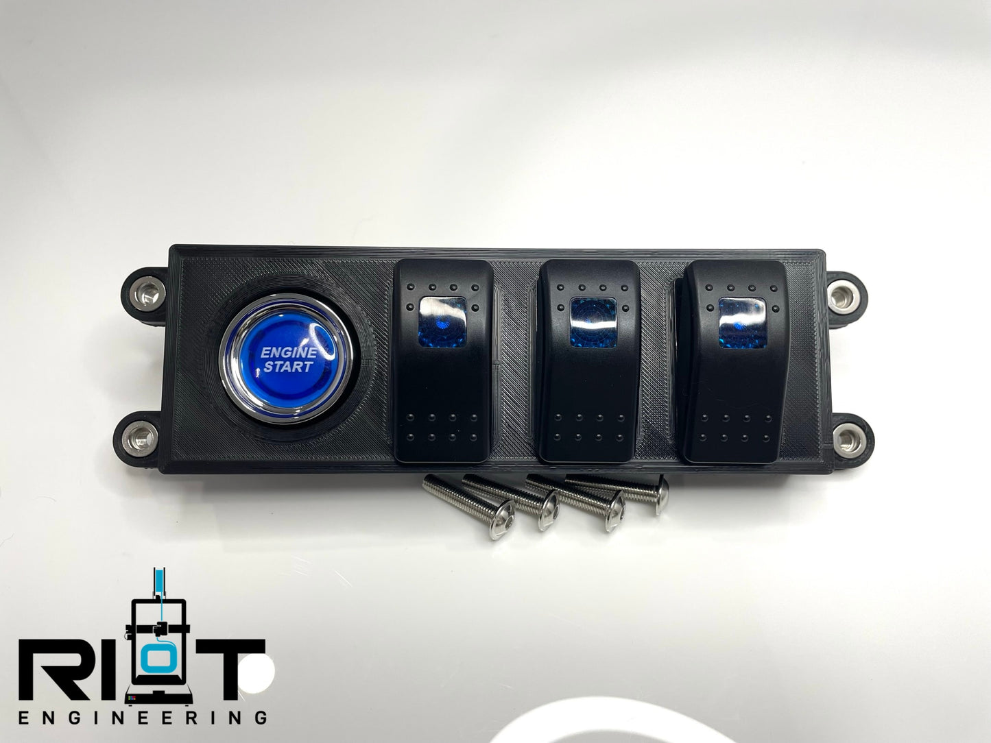 89-94 240sx Switch Panel - Blue Push Button Start  AC Bezel Mount Switches S13