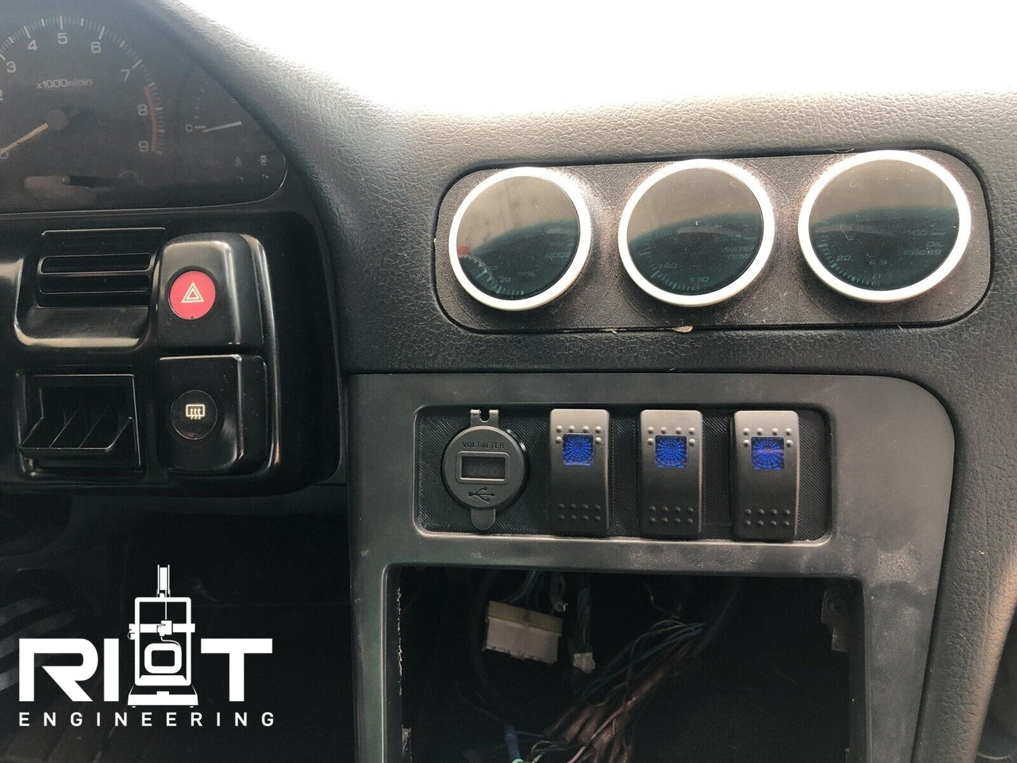 89-94 240sx Switch Panel - AC Bezel Mount Switches - S13 USB Port & Volt