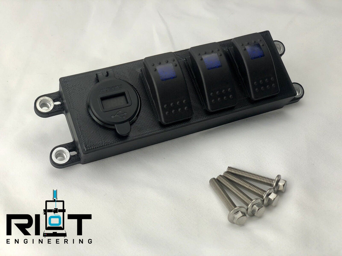 Riot Engineer 89-94 240sx Switch Panel - AC Bezel Mount Switches - S13 USB Port & Vo ...