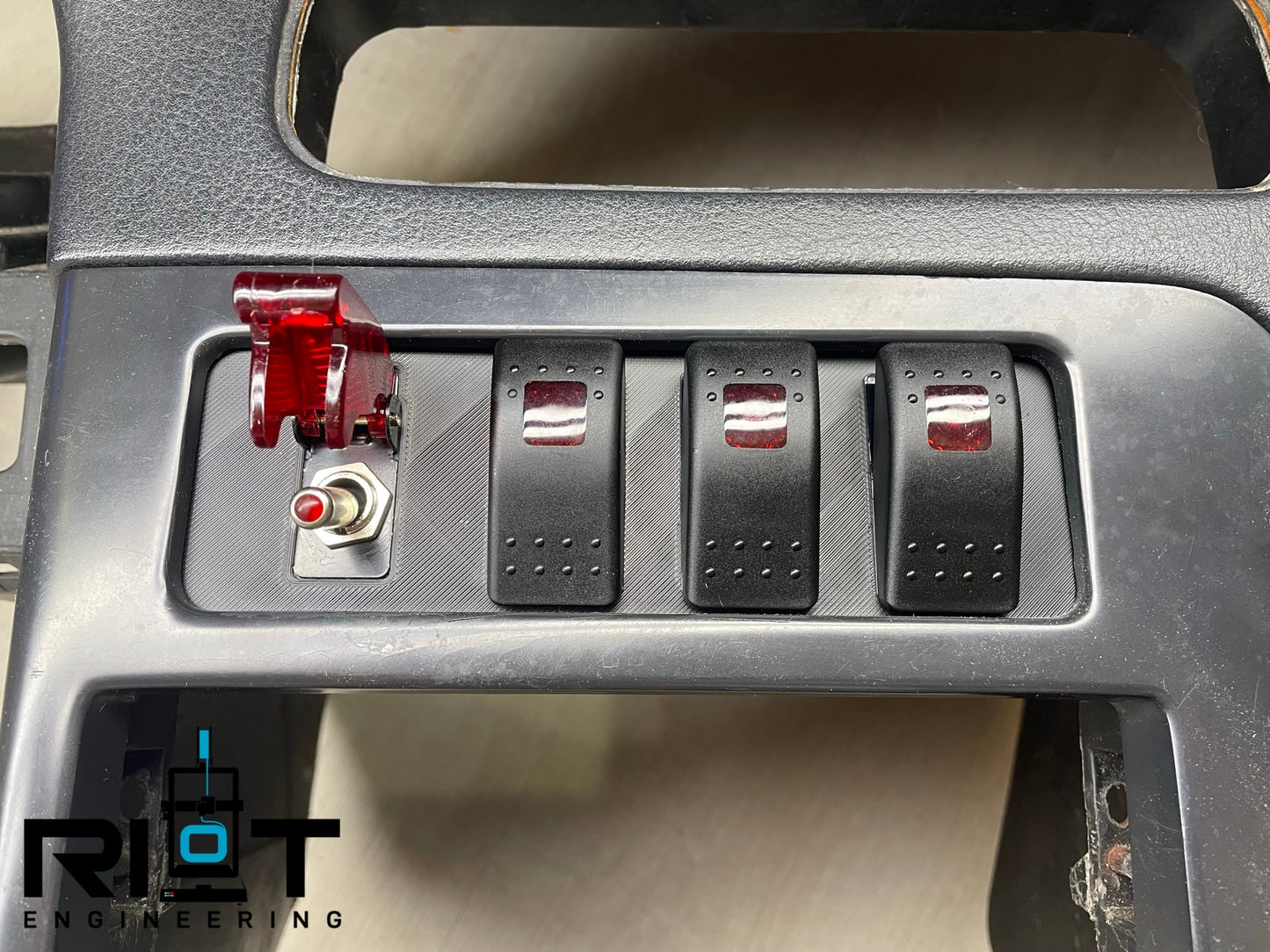 89-94 240sx Switch Panel - Race Style Toggle Switch -  AC Bezel Mount Red LED Switches S13