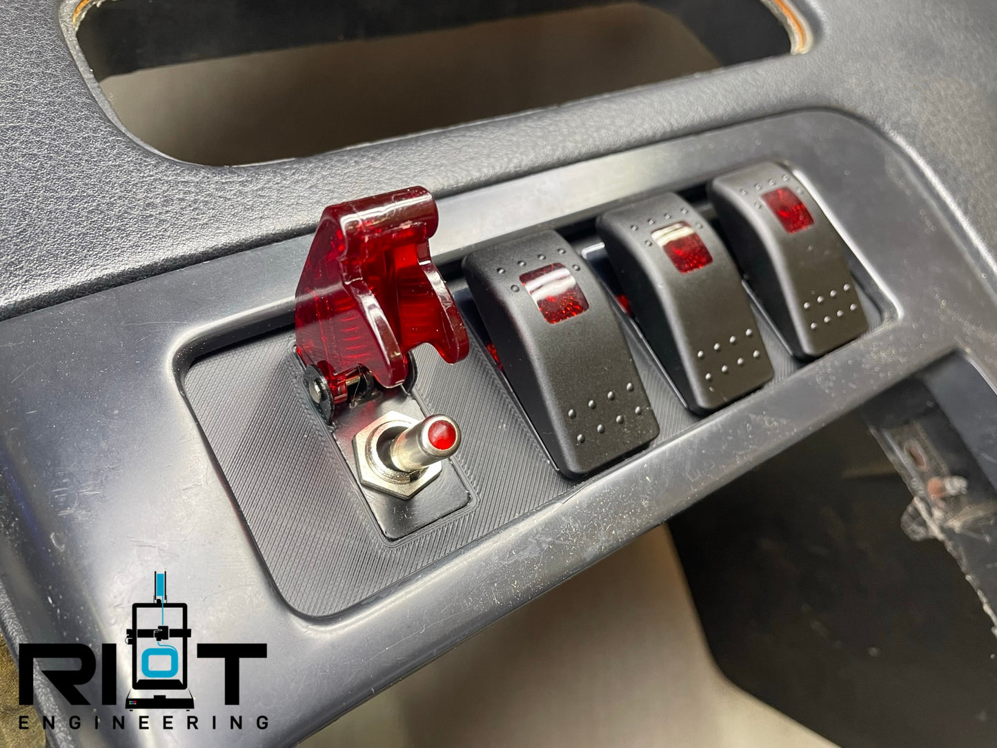 89-94 240sx Switch Panel - Race Style Toggle Switch -  AC Bezel Mount Red LED Switches S13