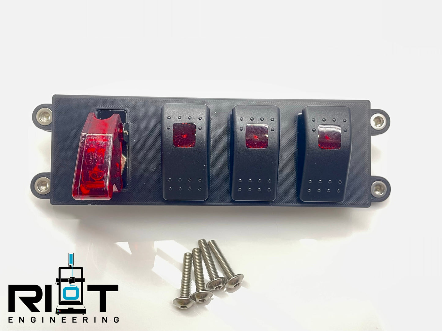 89-94 240sx Switch Panel - Race Style Toggle Switch -  AC Bezel Mount Red LED Switches S13