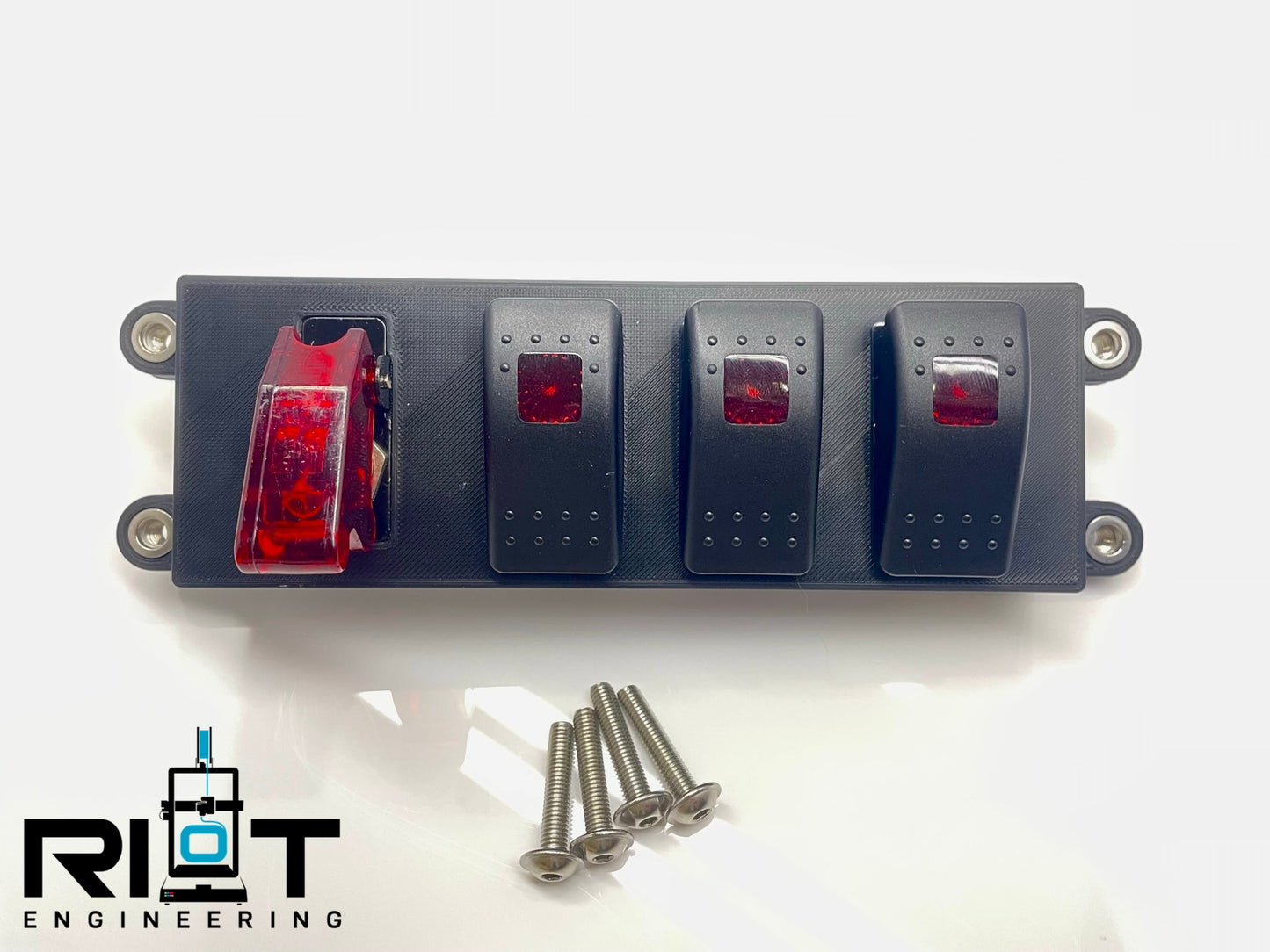 89-94 240sx Switch Panel - Race Style Toggle Switch -  AC Bezel Mount Red LED Switches S13