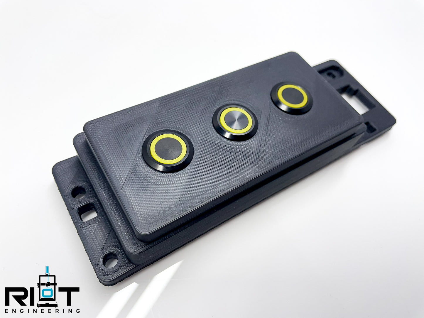 03-04 G35 Coupe 3 Button Panel - Yellow LED 19mm Buttons - Ash Tray Mounted