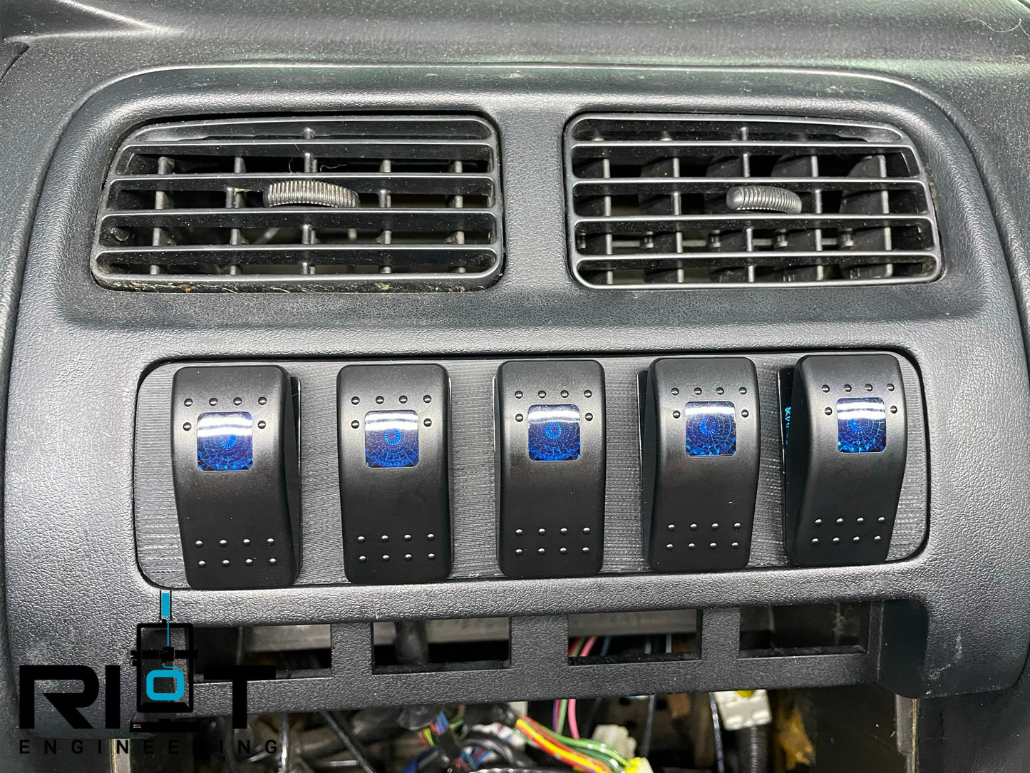 95-98 240SX Switch Panel - Blue Toggle Switches - S14 AC Delete