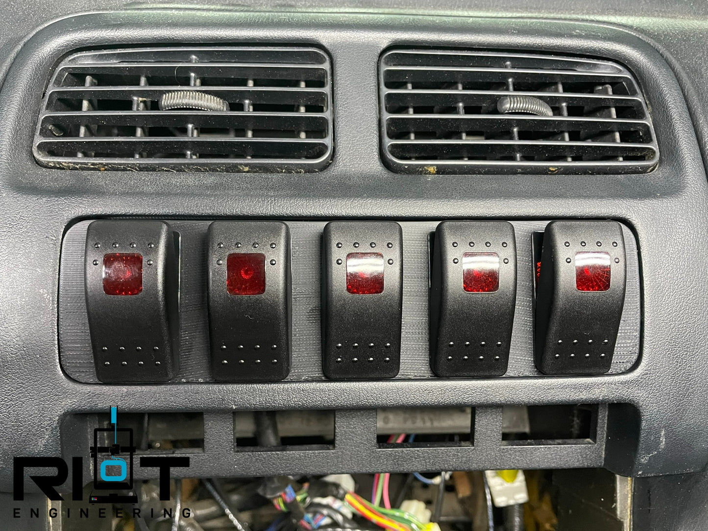 95-98 240SX Switch Panel - Red Toggle Switches - S14 AC Delete